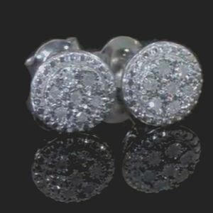 Diamond Cluster Stud Earrings Sterling Sil…